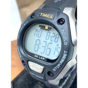 Timex Men's Watch T5E901 Ironman 38mm Digital Indiglo Black Rubber Band Quartz